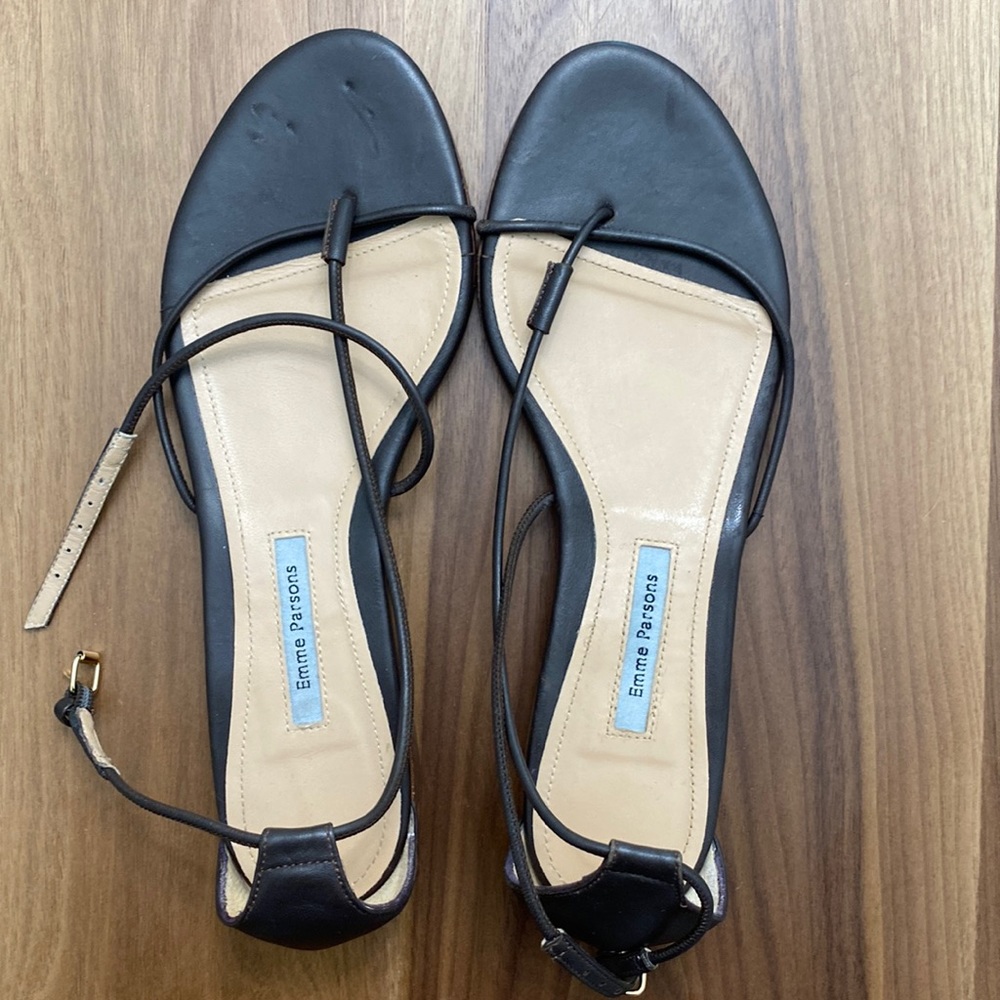 Emme Parsons Dark Brown Leather Sandals